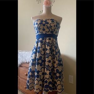 Strapless floral lace dress